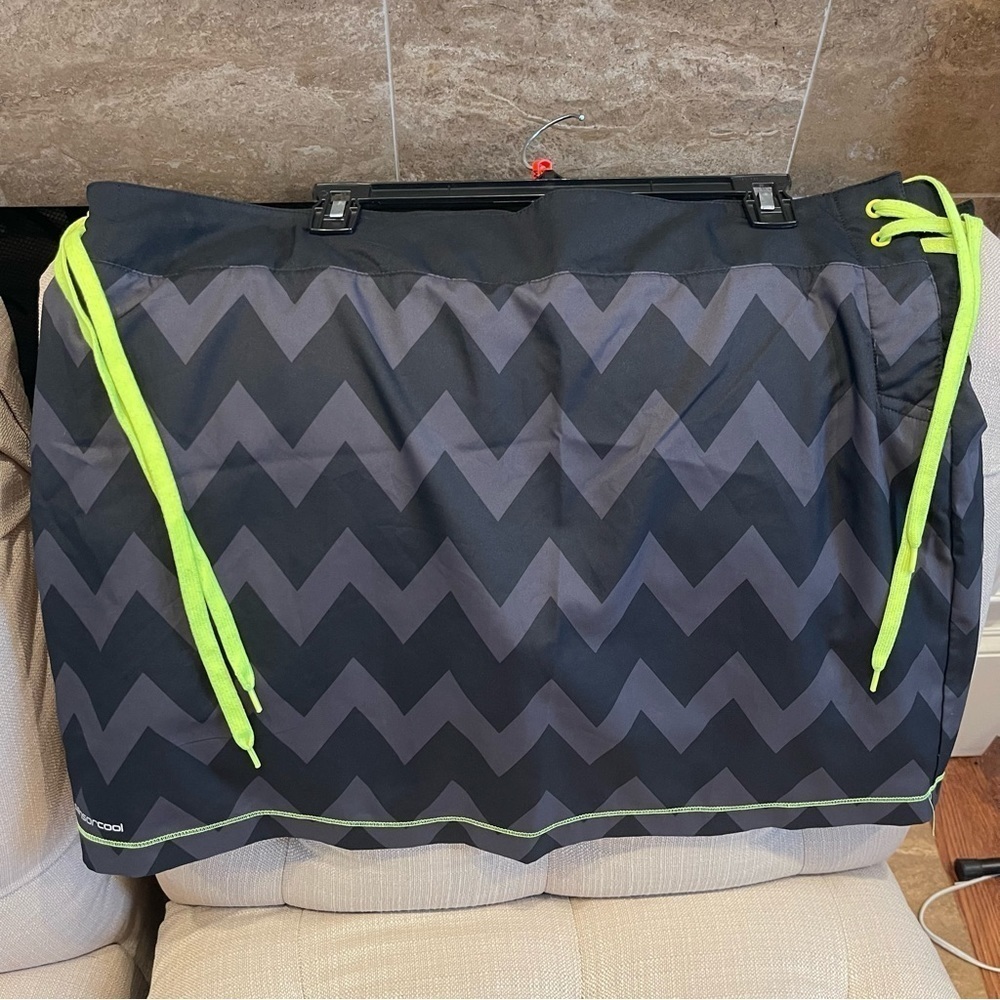 AD: Ping Golf Skirt Skort XXL Geometric Black & Gray Neon Green Ties